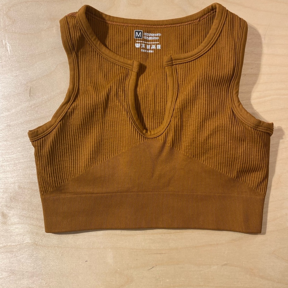 Ribbed Brown Crop Top Medium (MS)
